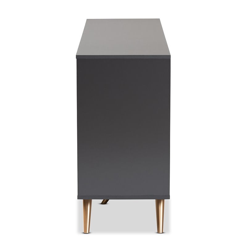 Baxton Studio Kelson Dark Grey and Gold Finished Wood 2-Door Sideboard Buffet