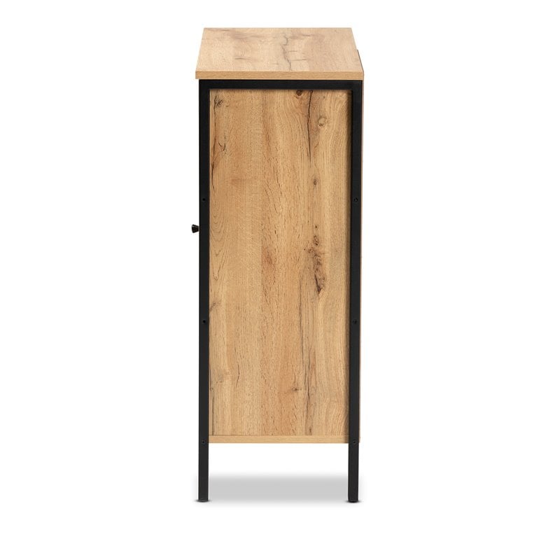 Baxton Studio Vander Brown and Black Finished 1-Door Shoe Storage Cabinet