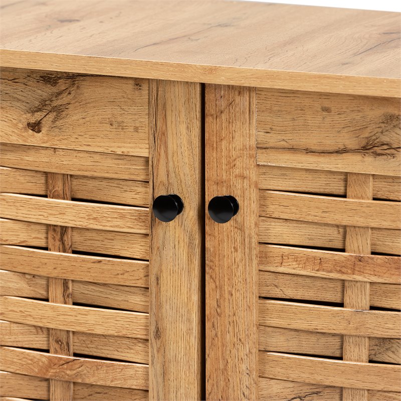 Baxton Studio Winda Oak Brown Finished Wood 2-Door Shoe Cabinet