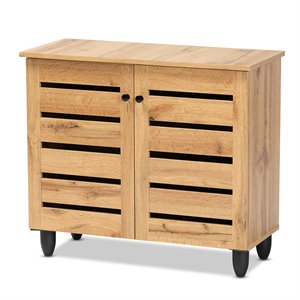 Baxton Studio Gisela Oak Brown Finished Wood 2-Door Shoe Storage Cabinet