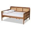Baxton Studio Toveli Walnut Finished Wood and Synthetic Rattan Full Size Daybed