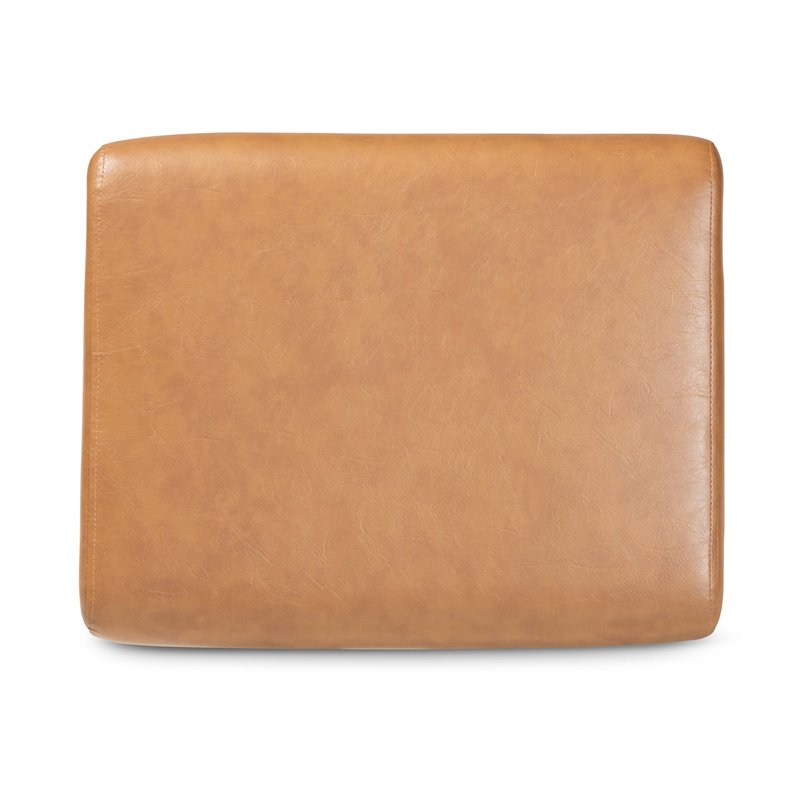 Baxton Studio Bianca Brown Finished Wood and Tan Faux Leather Effect Ottoman