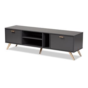 Baxton Studio Kelson Dark Grey and Gold Finished Wood TV Stand