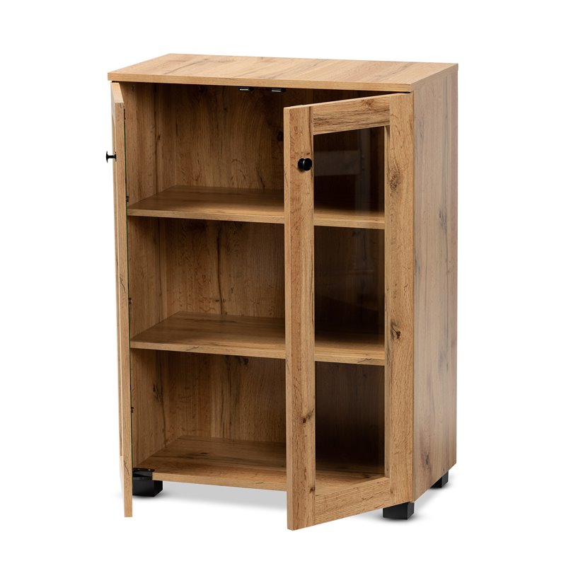 Baxton Studio Mason Engineered Wood 2-Door Storage Cabinet in Oak Brown