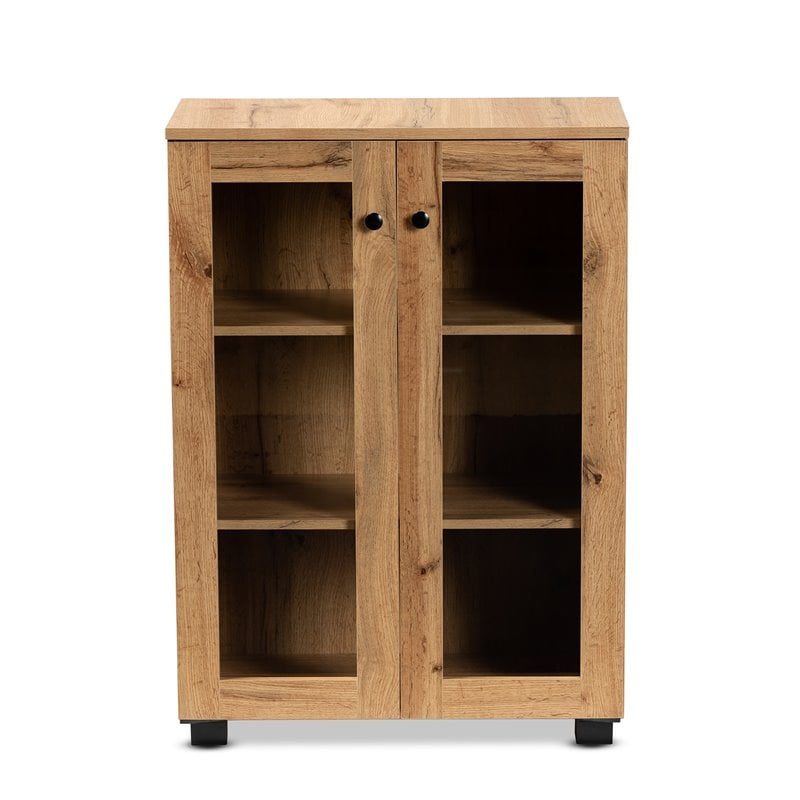 Baxton Studio Mason Engineered Wood 2-Door Storage Cabinet in Oak Brown