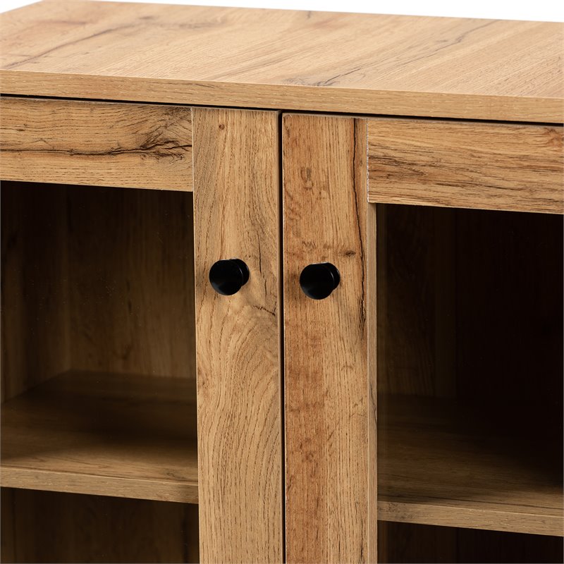 Baxton Studio Mason Engineered Wood 2-Door Storage Cabinet in Oak Brown