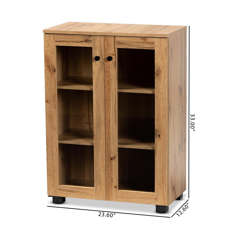 Baxton Studio Mason Engineered Wood 2-Door Storage Cabinet in Oak Brown