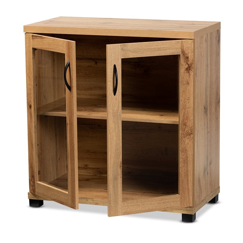 Baxton Studio Zentra Oak Brown Finished Wood 2-Door Storage Cabinet