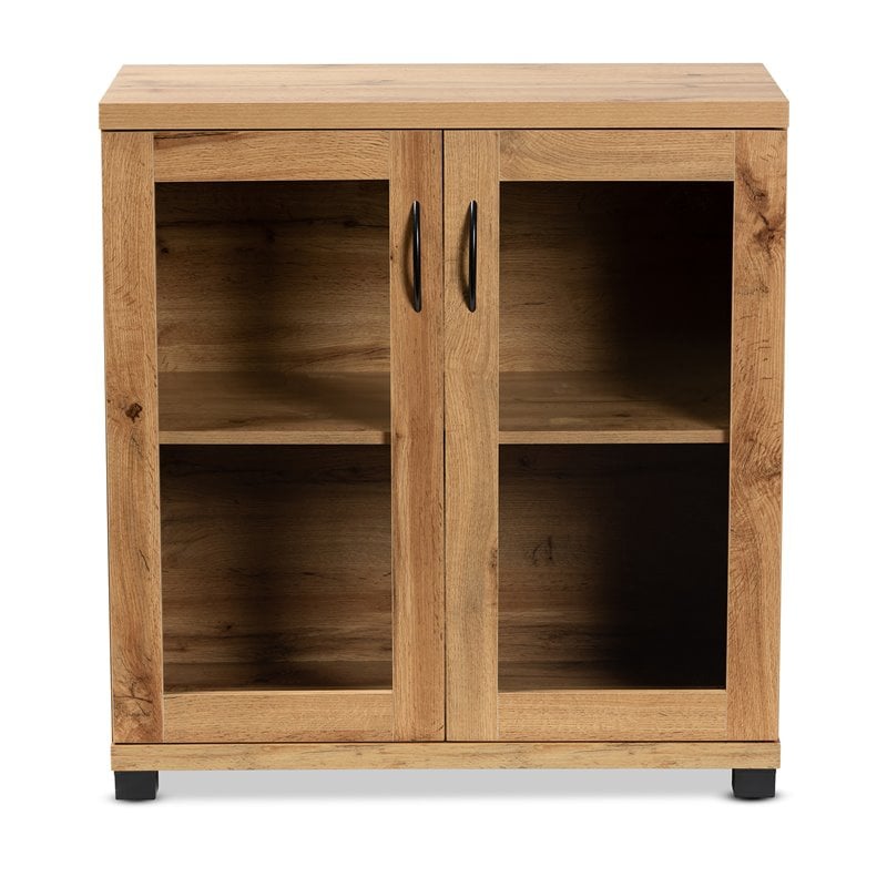 Baxton Studio Zentra Oak Brown Finished Wood 2-Door Storage Cabinet