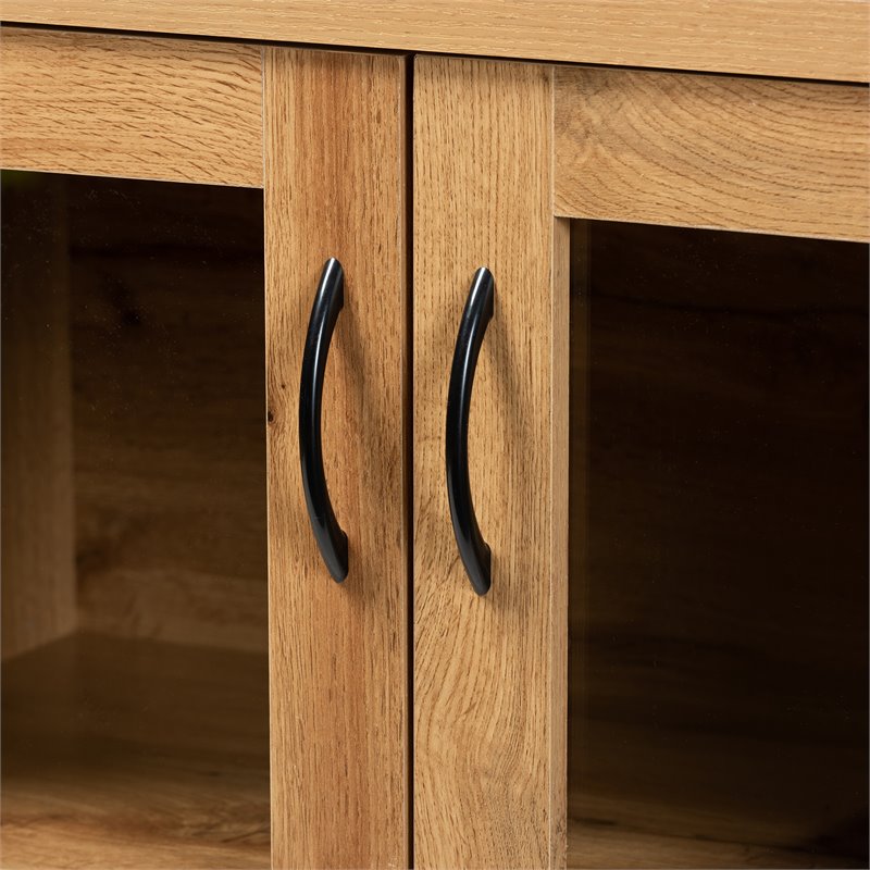 Baxton Studio Zentra Oak Brown Finished Wood 2-Door Storage Cabinet