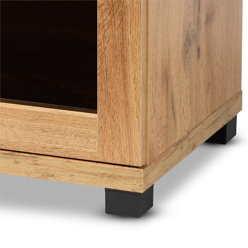 Baxton Studio Zentra Oak Brown Finished Wood 2-Door Storage Cabinet