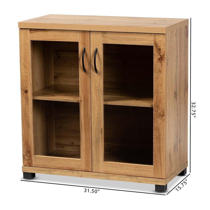 Baxton Studio Zentra Oak Brown Finished Wood 2-Door Storage Cabinet
