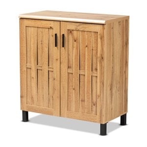 Baxton Studio Excel Oak Brown Finished Wood 2-Door Storage Cabinet