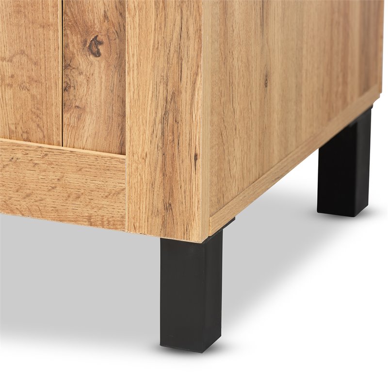 Baxton Studio Excel Oak Brown Finished Wood 2-Door Storage Cabinet