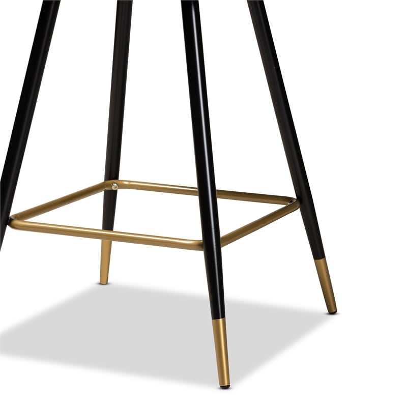 Baxton Studio Preston Green Black and Gold Finished Metal 2-Piece Bar Stool Set