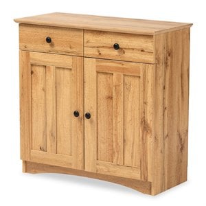 Baxton Studio Lauren Oak Brown Finished Wood 2-Door Buffet Kitchen Cabinet