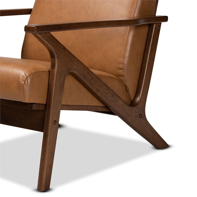 Baxton Studio Bianca Brown Finished Wood 2-Piece Lounge chair and Ottoman Set