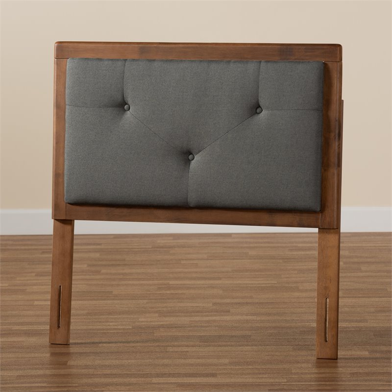 Baxton Studio Abner Dark Grey and Walnut Brown Finished Wood Twin Size Headboard