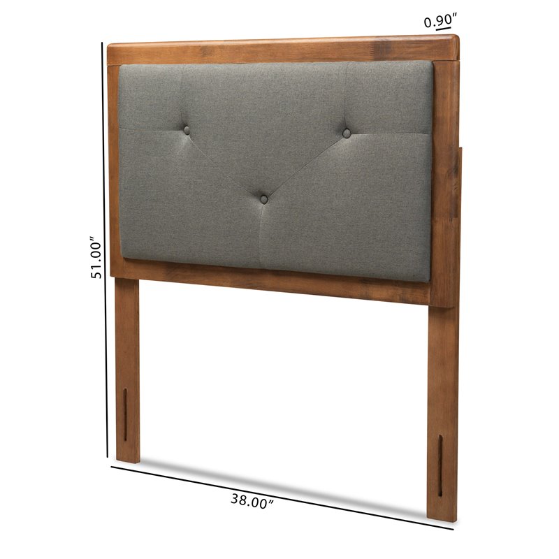 Baxton Studio Abner Dark Grey and Walnut Brown Finished Wood Twin Size Headboard