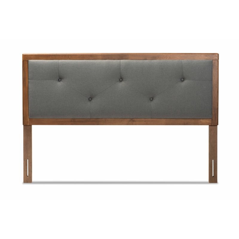 Baxton Studio Abner Dark Gray and Walnut Brown Finished Wood King Size Headboard