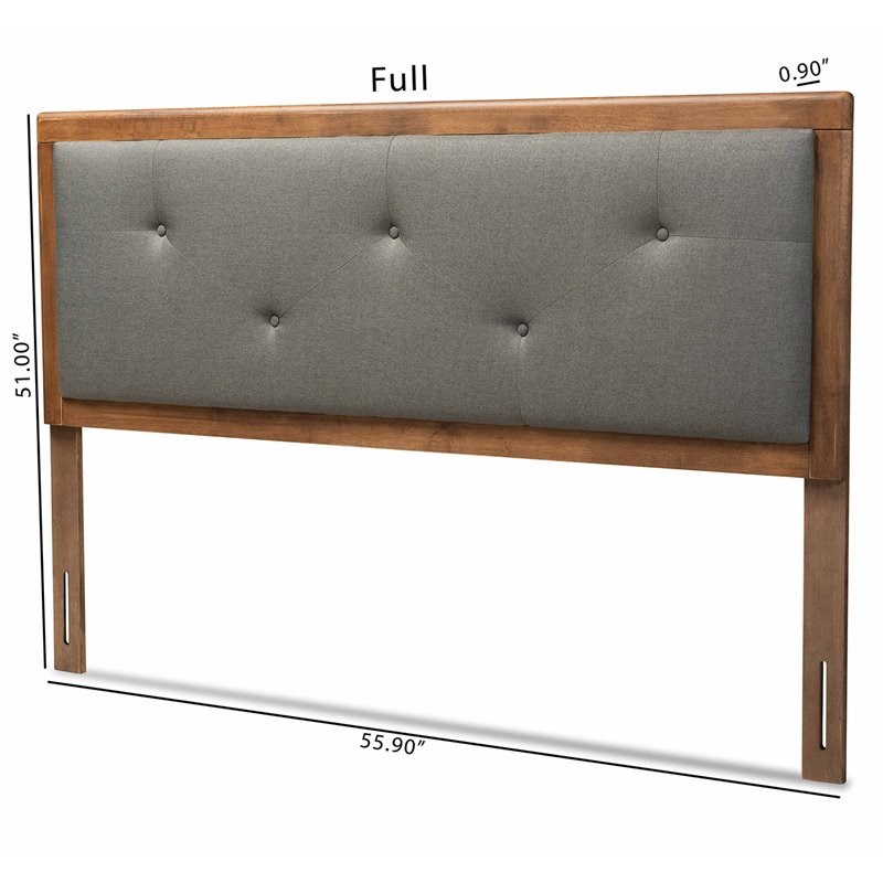 Baxton Studio Abner Dark Gray and Walnut Brown Finished Wood King Size Headboard