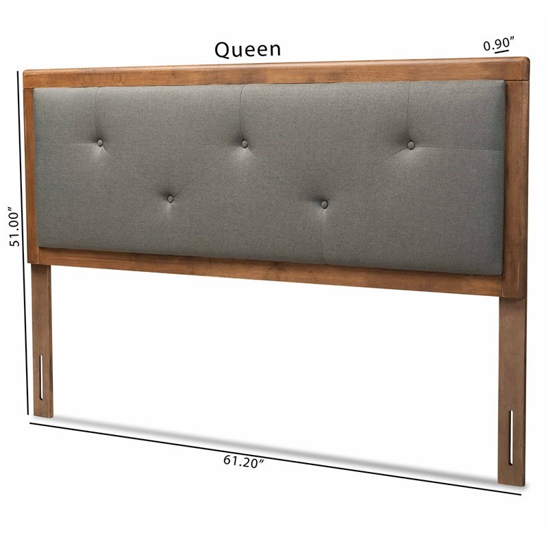 Baxton Studio Abner Dark Gray and Walnut Brown Finished Wood King Size Headboard