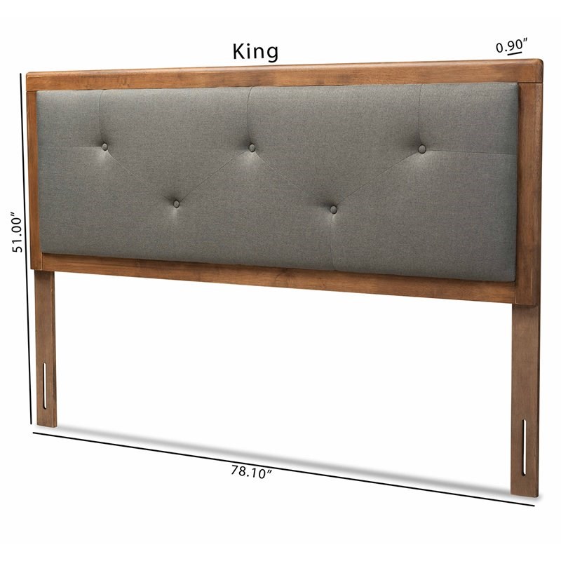 Baxton Studio Abner Dark Gray and Walnut Brown Finished Wood King Size Headboard