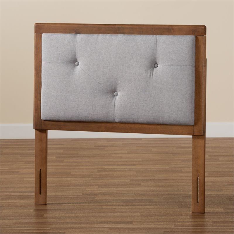 Baxton Studio Abner Light Grey and Brown Finished Wood Twin Size Headboard