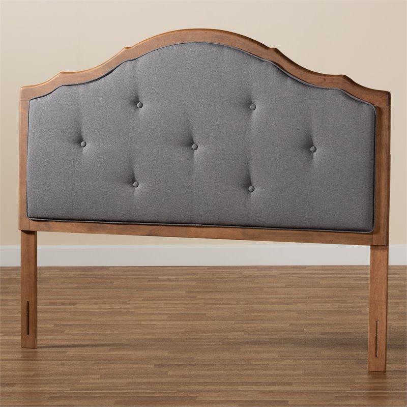 Baxton Studio Gala Dark Gray and Brown Finished Wood Queen Size Arched Headboard