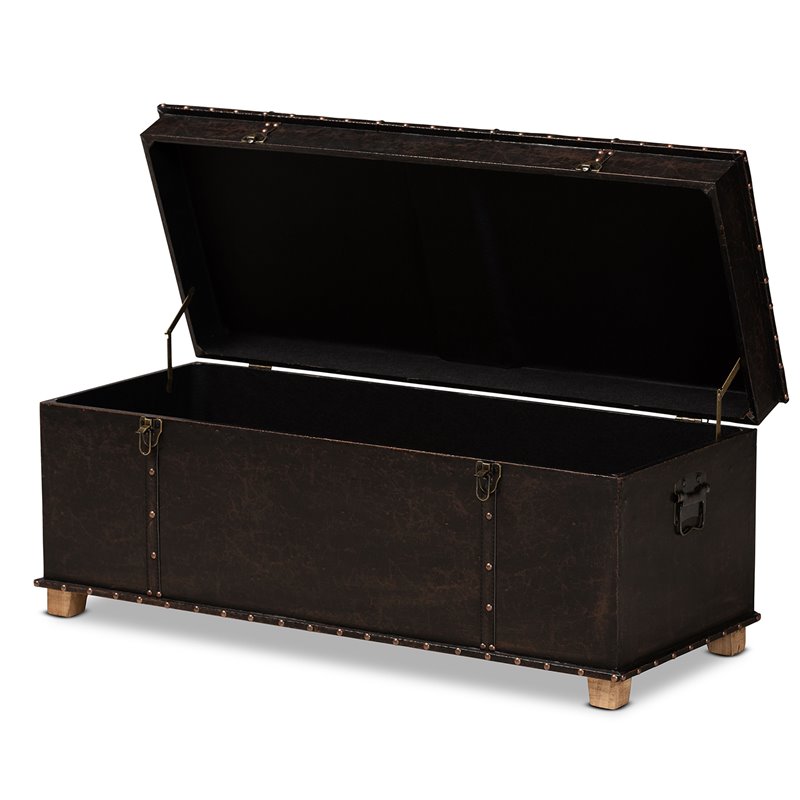 Baxton Studio Janna Rustic Dark Brown and Brown Finished Wood Storage Ottoman