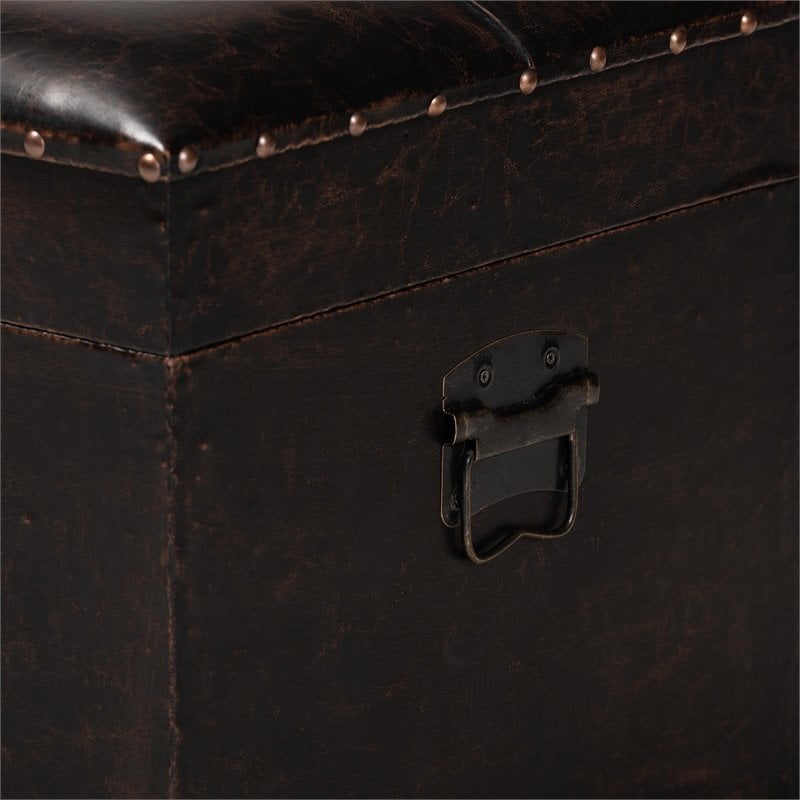 Baxton Studio Janna Rustic Dark Brown and Brown Finished Wood Storage Ottoman