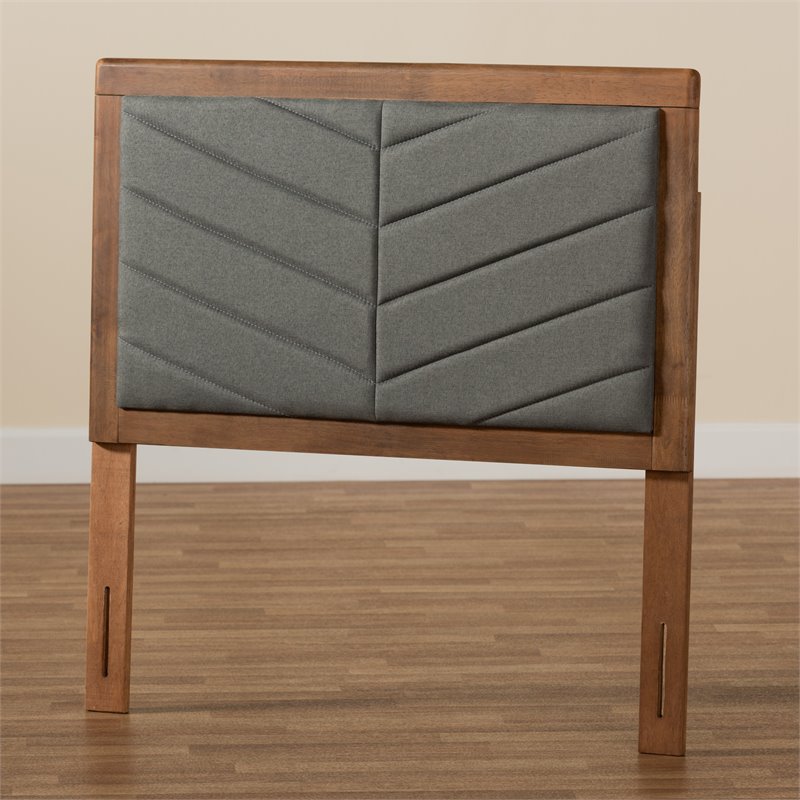 Baxton Studio Iden Dark Grey and Walnut Brown Finished Wood Twin Size Headboard