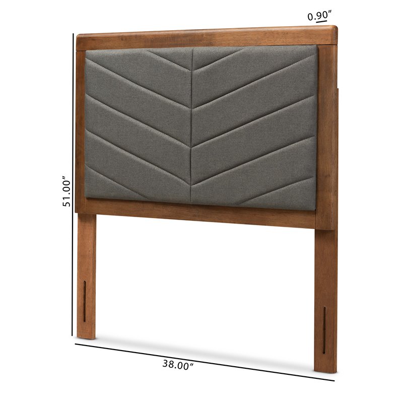 Baxton Studio Iden Dark Grey and Walnut Brown Finished Wood Twin Size Headboard
