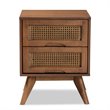 Baxton Studio Brown Finished Wood and Synthetic Rattan 2-Drawer Nightstand