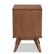 Baxton Studio Brown Finished Wood and Synthetic Rattan 2-Drawer Nightstand