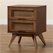Baxton Studio Brown Finished Wood and Synthetic Rattan 2-Drawer Nightstand