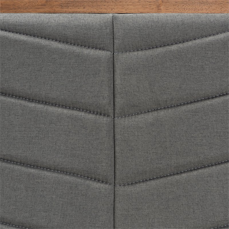 Baxton Studio Iden Dark Grey Fabric and Brown Finished Wood Queen Size Headboard