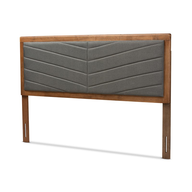 Baxton Studio Iden Dark Grey and Walnut Brown Finished Wood King Size Headboard