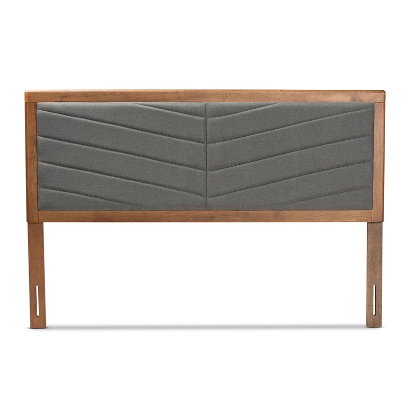 Baxton Studio Iden Dark Grey and Walnut Brown Finished Wood King Size Headboard