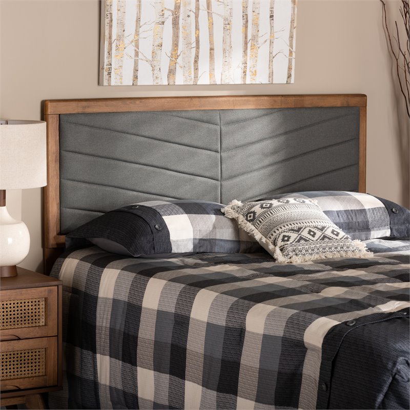 Baxton Studio Iden Dark Grey and Walnut Brown Finished Wood King Size Headboard