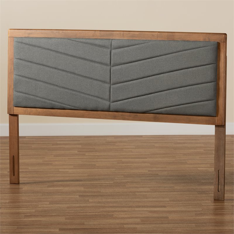 Baxton Studio Iden Dark Grey and Walnut Brown Finished Wood King Size Headboard