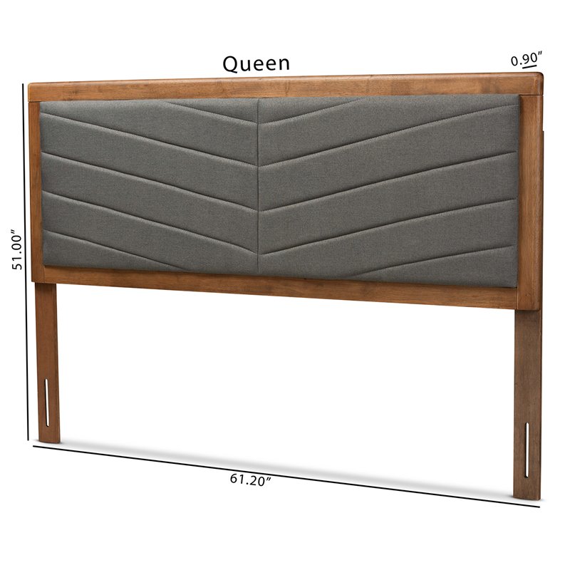 Baxton Studio Iden Dark Grey and Walnut Brown Finished Wood King Size Headboard