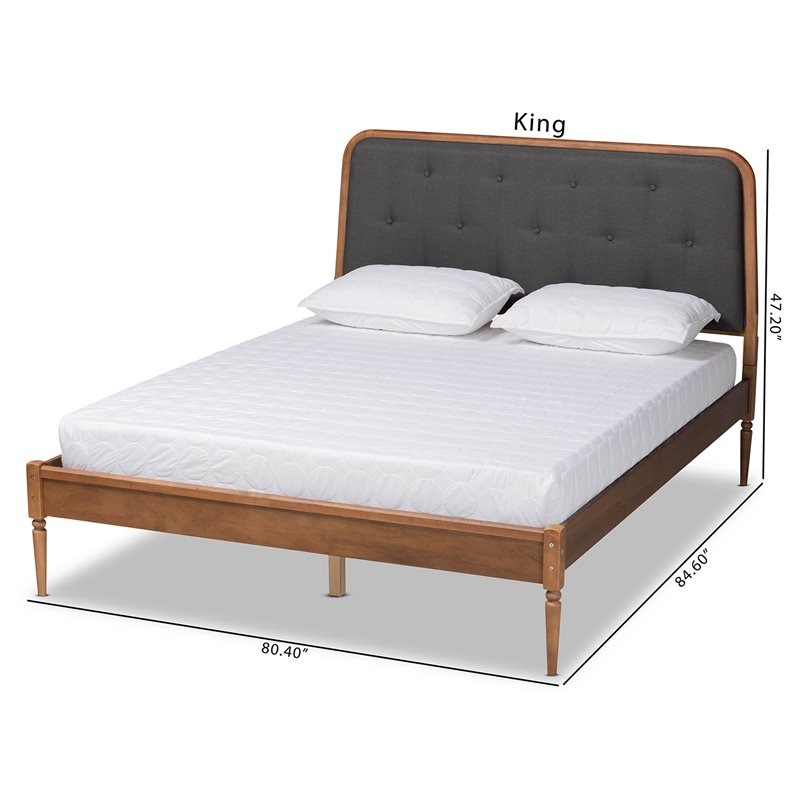 Baxton Studio Diantha Dark Grey and Brown Finished Wood King Size Platform Bed