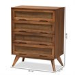 Baxton Studio Barrett Brown Finished Wood and Synthetic Rattan 4-Drawer Chest