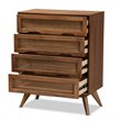 Baxton Studio Barrett Brown Finished Wood and Synthetic Rattan 4-Drawer Chest