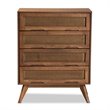 Baxton Studio Barrett Brown Finished Wood and Synthetic Rattan 4-Drawer Chest