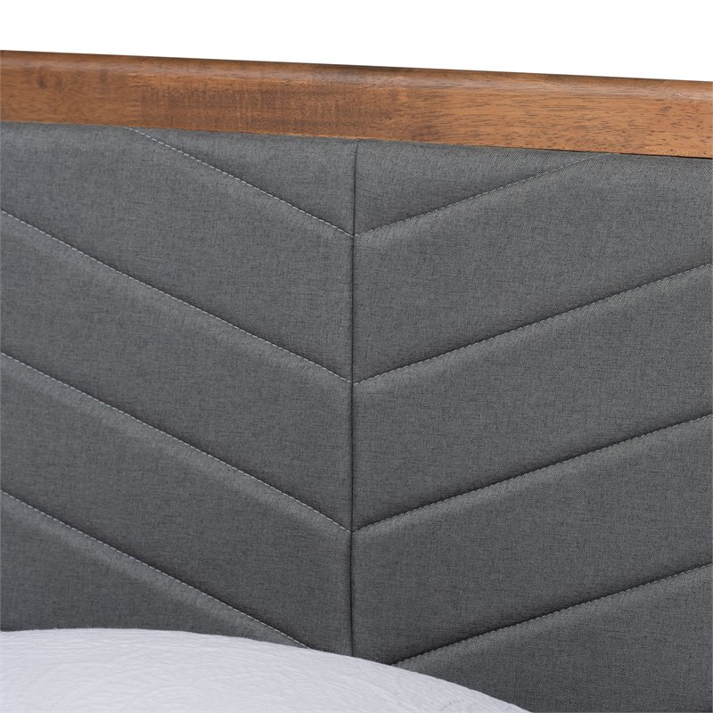 Baxton Studio Roze Dark Grey and brown Finished Wood Twin Size Platform Bed