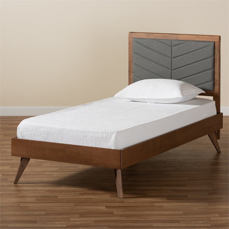 Baxton Studio Roze Dark Grey and brown Finished Wood Twin Size Platform Bed