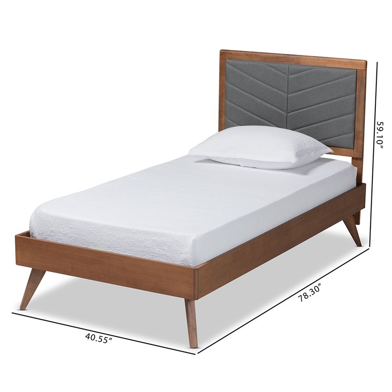 Baxton Studio Roze Dark Grey and brown Finished Wood Twin Size Platform Bed