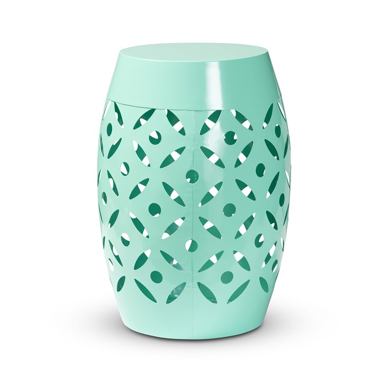 Baxton Studio Hallie Aqua Blue Finished Metal Outdoor Side Table